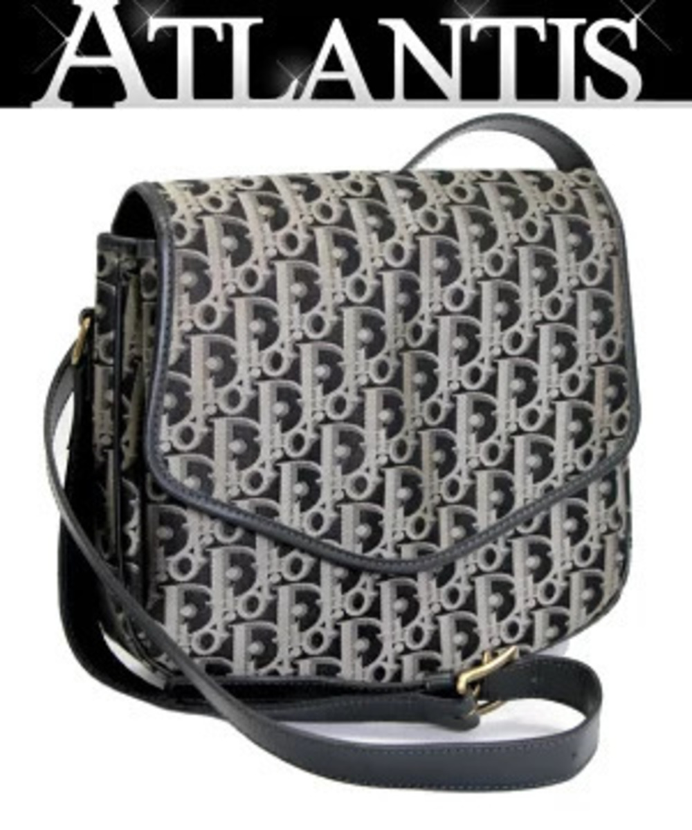 Christian Dior Trotter Shoulder Bag Canvas Black
